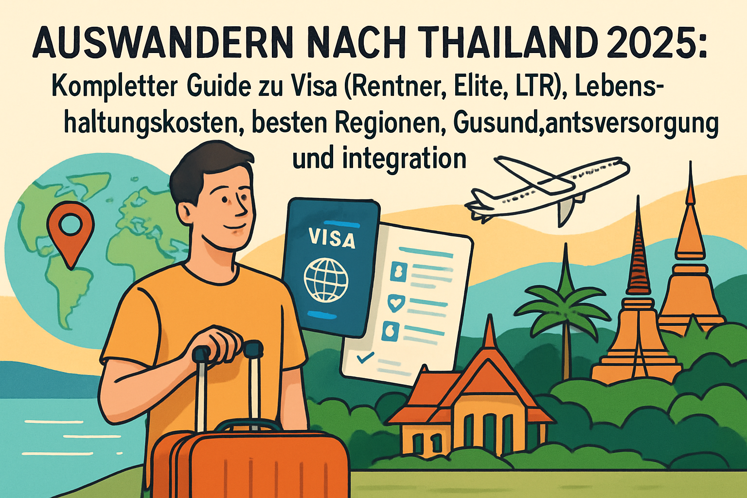 Traumhafter Strand in Thailand mit türkisblauem Wasser und traditionellem Longtail-Boot